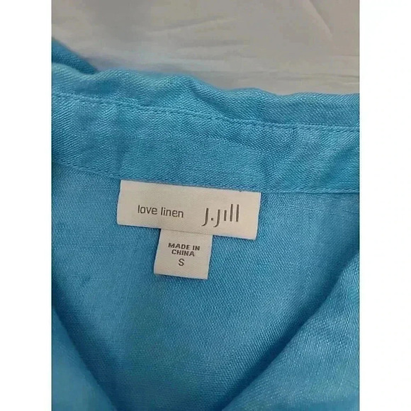 J. Jill Love Linen Button Up Women's Size Small Blue 100% Linen - Picture 4 of 10